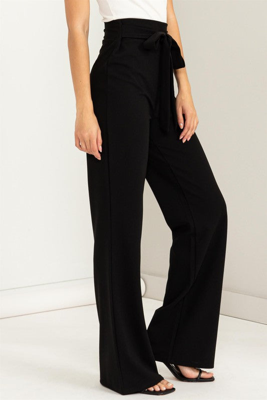 Seeking Sultry High-Waisted Tie Front Flared Pants